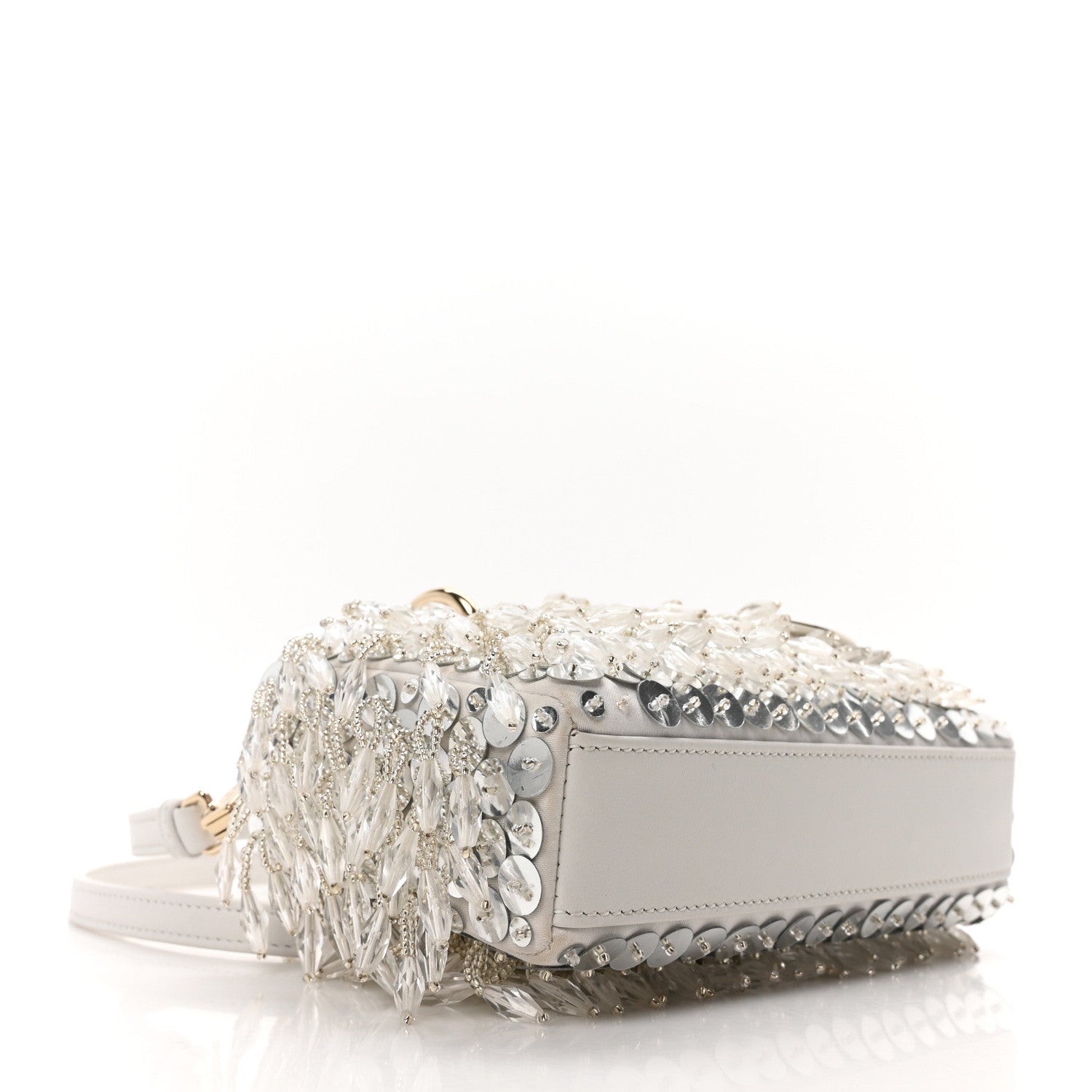 Christian Dior Lambskin Sequin Beaded Embroidered Micro Lady D-Joy White 4 of 10