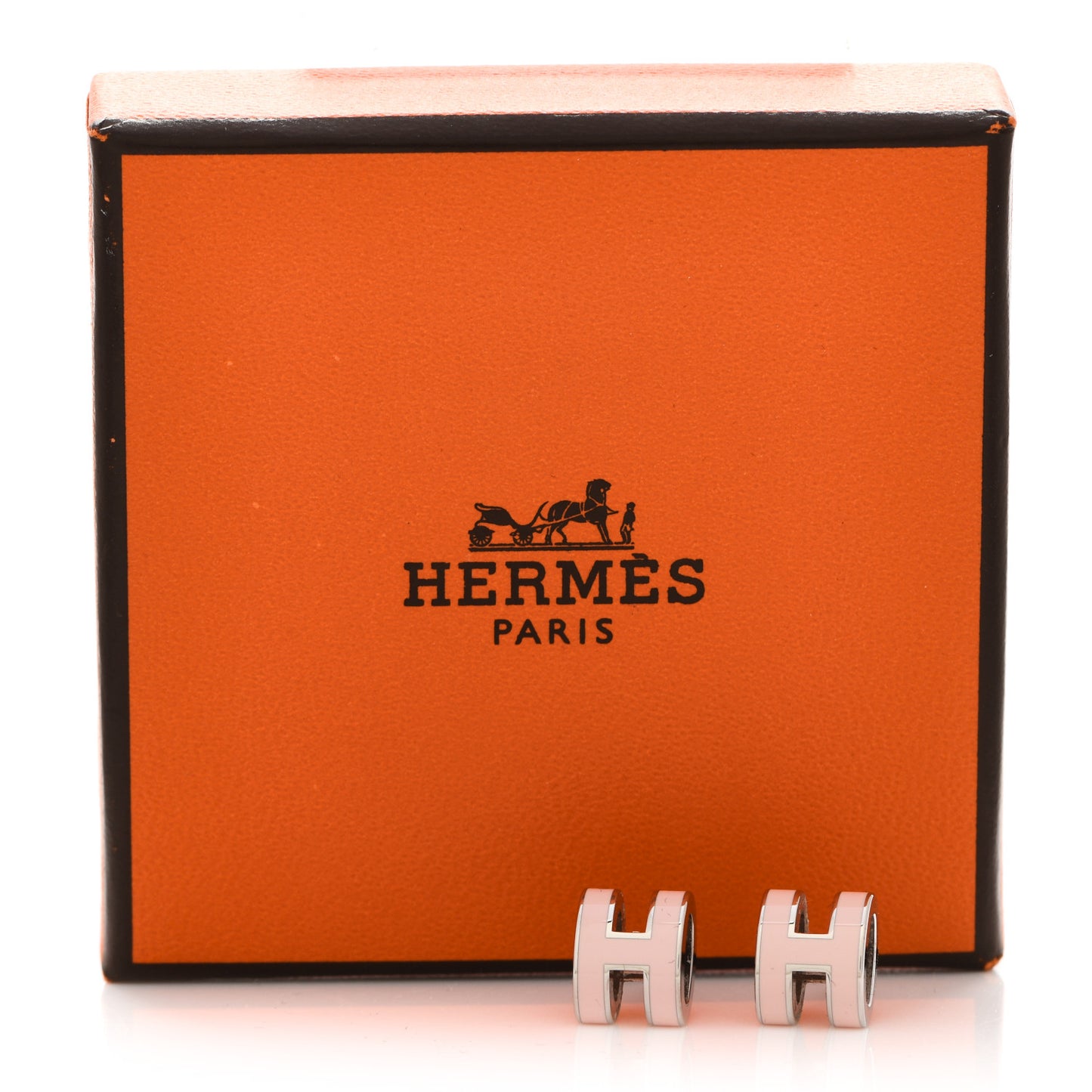 Palladium Lacquered Mini Pop H Earrings Rose Dragee