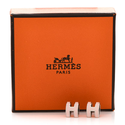 Hermes Palladium Lacquered Mini Pop H Earrings Rose Dragee 6 of 6