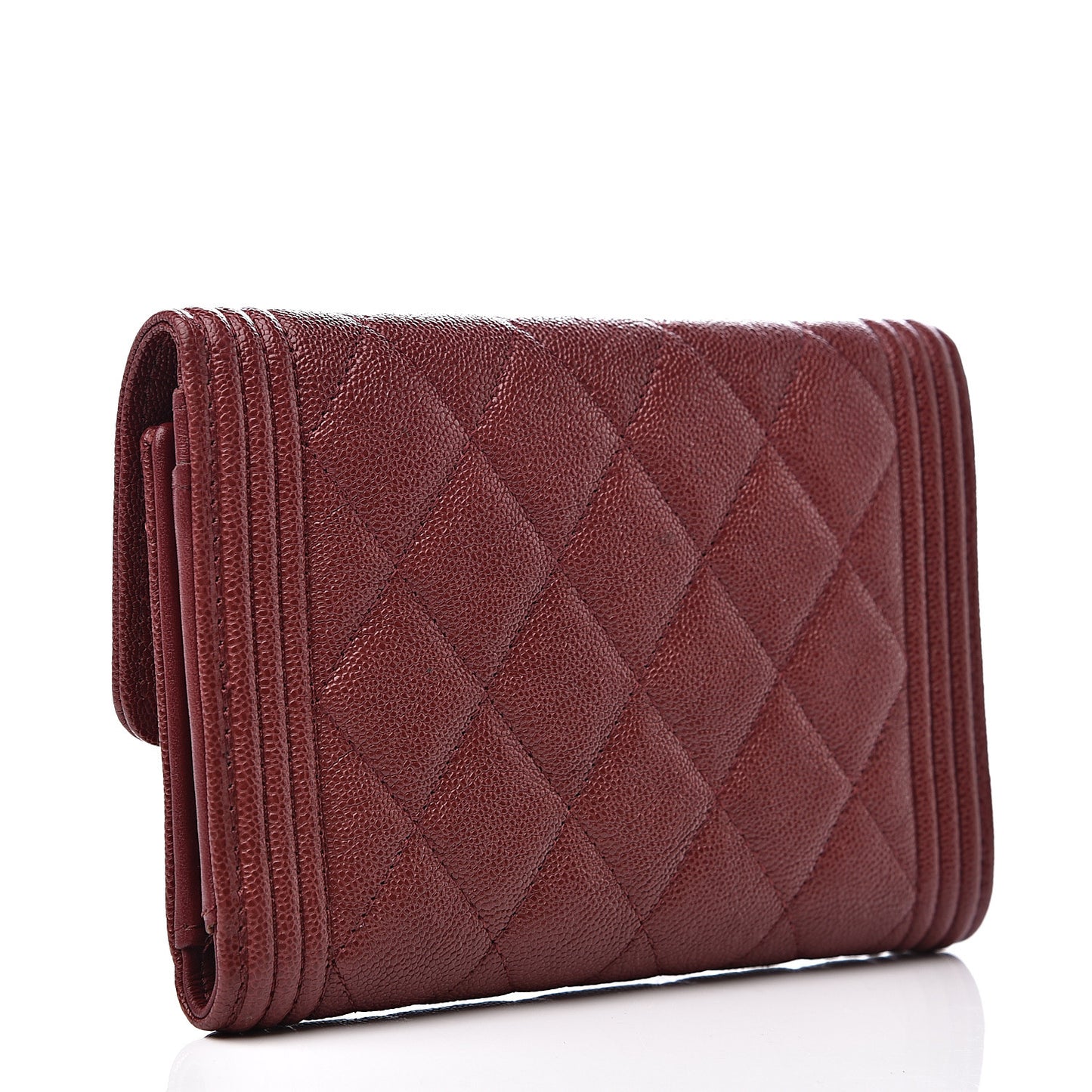 Caviar Quilted Medium Boy Flap Wallet Burgundy