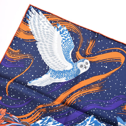 Hermes Silk Into the Canadian Wild Scarf 90 Cobalt Orange Ultraviolet 6 of 10