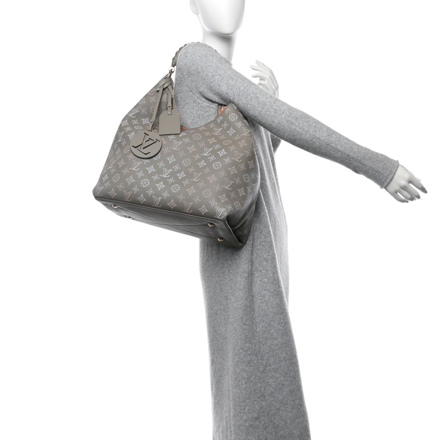 Louis Vuitton Reverse Mahina Carmel Hobo Gray 2 of 11