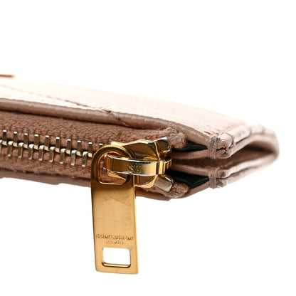 Saint Laurent Grain De Poudre Matelasse Chevron Monogram Fragments Zippered Card Case Nude Powder 8 of 9