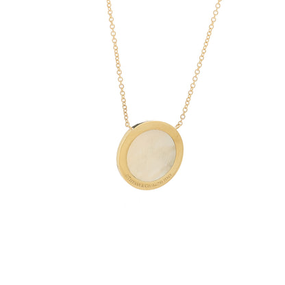 Tiffany 18K Yellow Gold Mother of Pearl T Circle Pendant Necklace 4 of 6