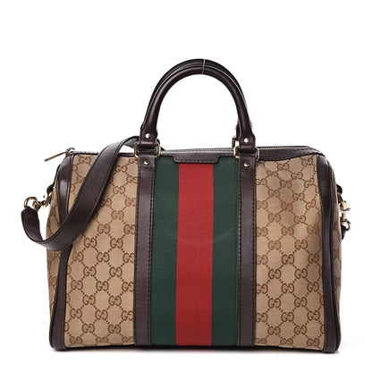 Gucci Monogram Vintage Web Medium Boston Dark Brown 1 of 24
