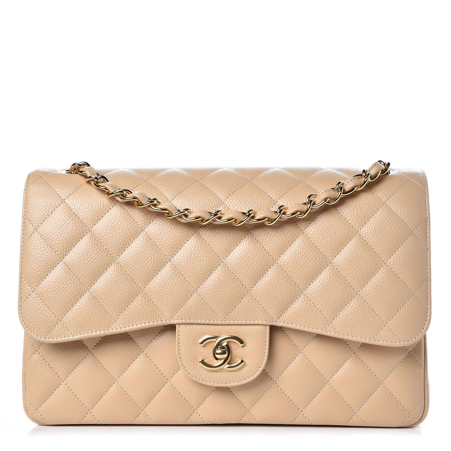 Chanel Caviar Quilted Jumbo Double Flap Beige Clair 1 of 9