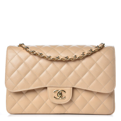 Chanel Caviar Quilted Jumbo Double Flap Beige Clair 1 of 9