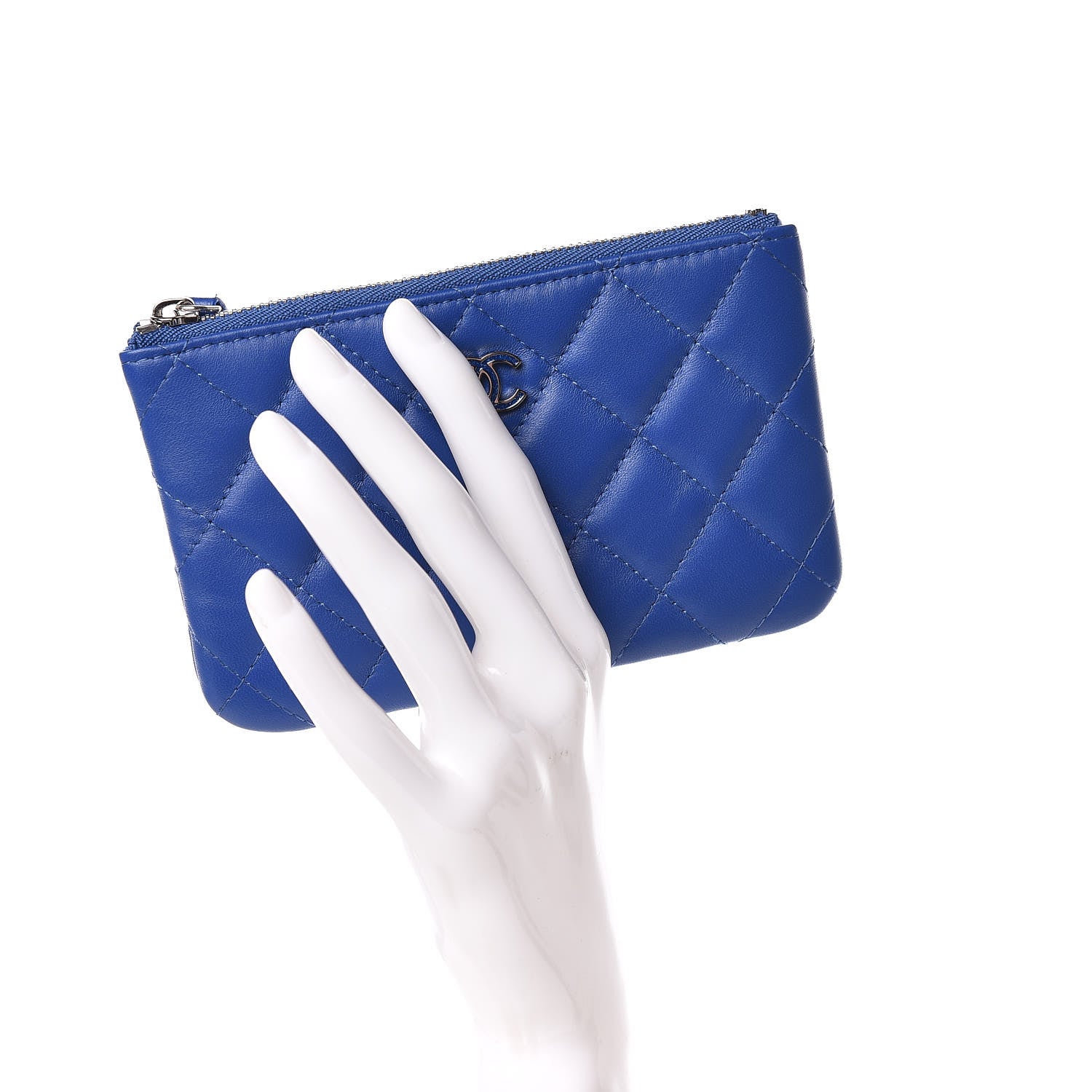 Chanel Lambskin Quilted Small Cosmetic Case Blue 2 of 7