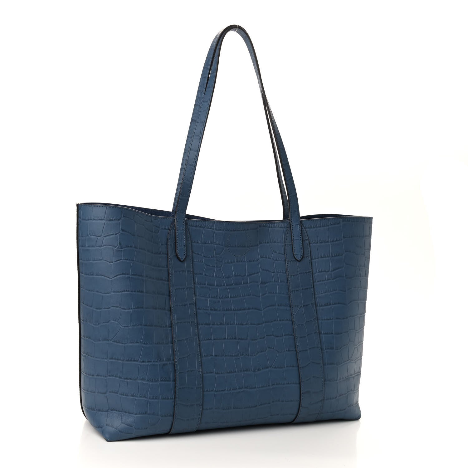 Mulberry Matte Crocodile Embossed Bayswater Tote Pale Navy 3 of 8