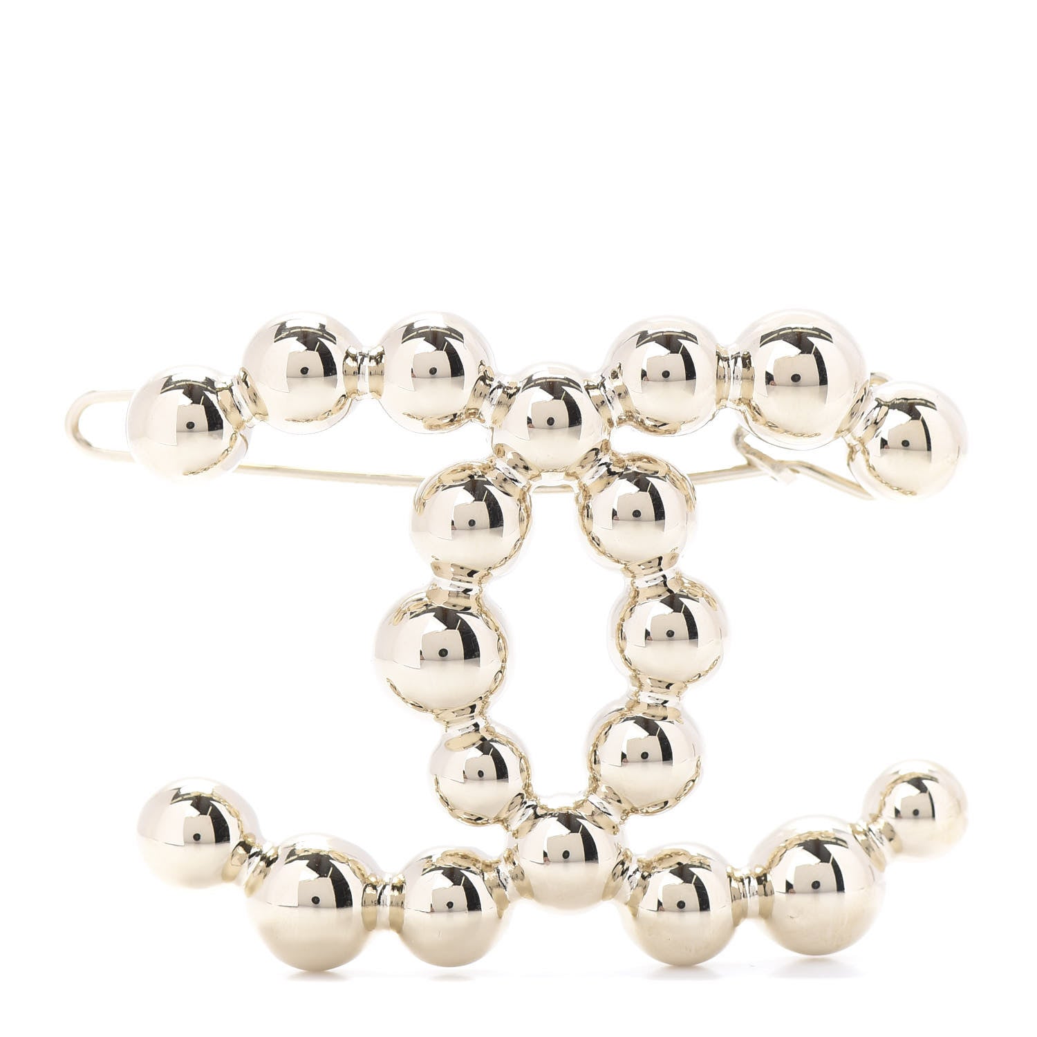 Chanel Metal Beaded CC Hair Clip Gold 1 of 4