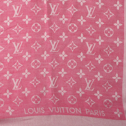 Louis Vuitton Wool Silk Monogram Denim Shawl Pivoine 4 of 5