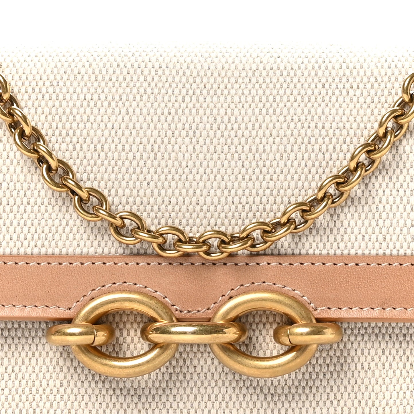 Calfskin Canvas Le Maillon Chain Wallet Tan