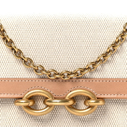 Saint Laurent Calfskin Canvas Le Maillon Chain Wallet Tan 7 of 9