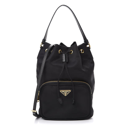 Prada Saffiano Tessuto Nylon Mini Bucket Crossbody Bag Black 1 of 11