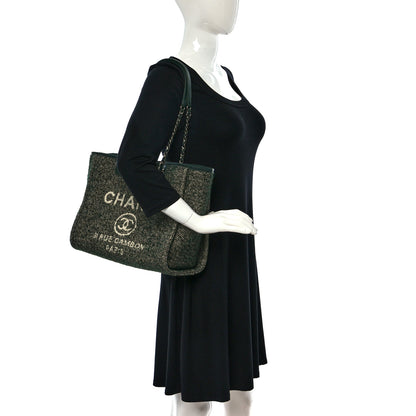Chanel Mixed Fibers Calfskin Small Deauville Tote Green 2 of 9