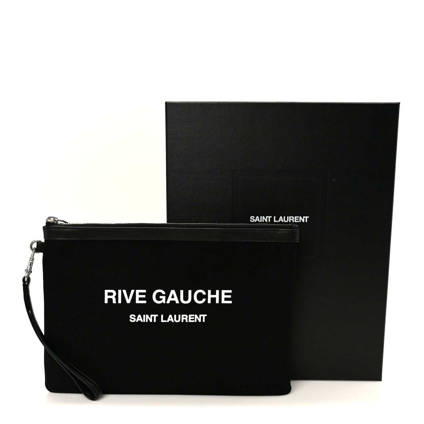 Linen Canvas Rive Gauche Zipped Pouch Black