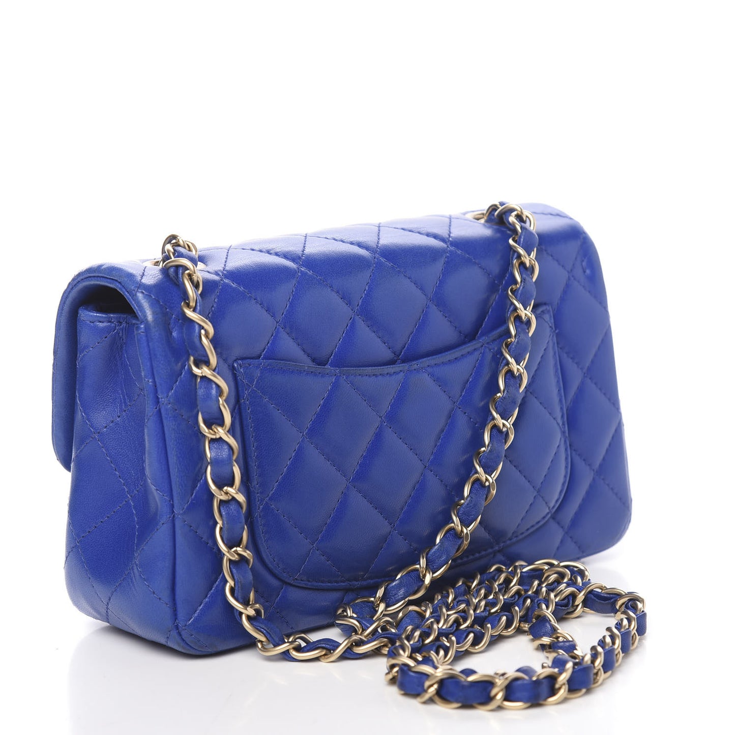 Lambskin Quilted Mini Rectangular Flap Blue