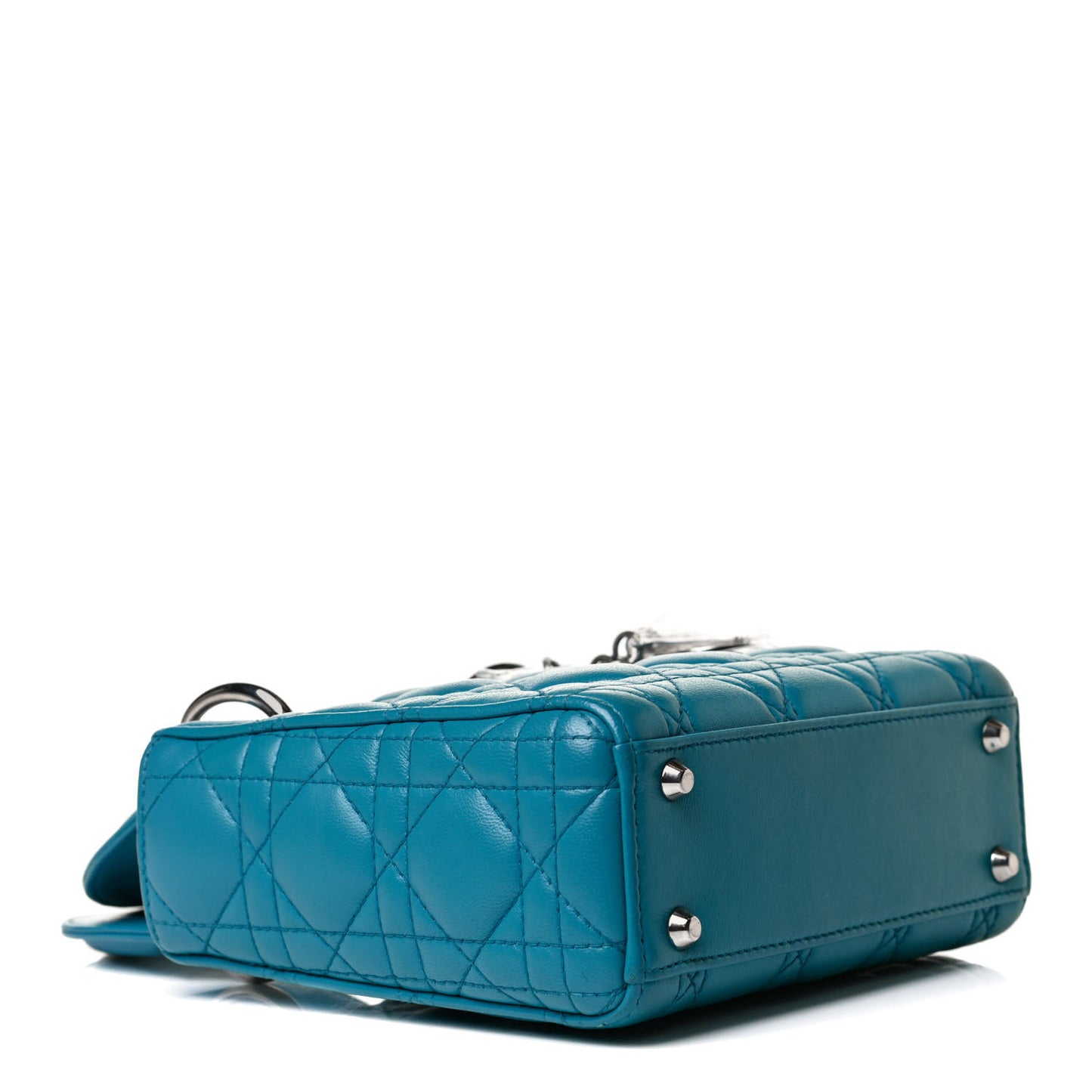Lambskin Cannage Mini Lady Dior Turquoise