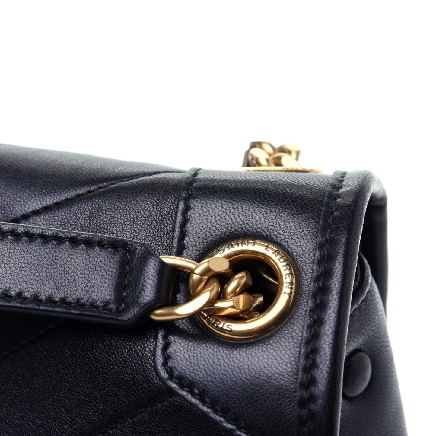 Lambskin Matelasse Monogram Medium Niki Chain Satchel Black
