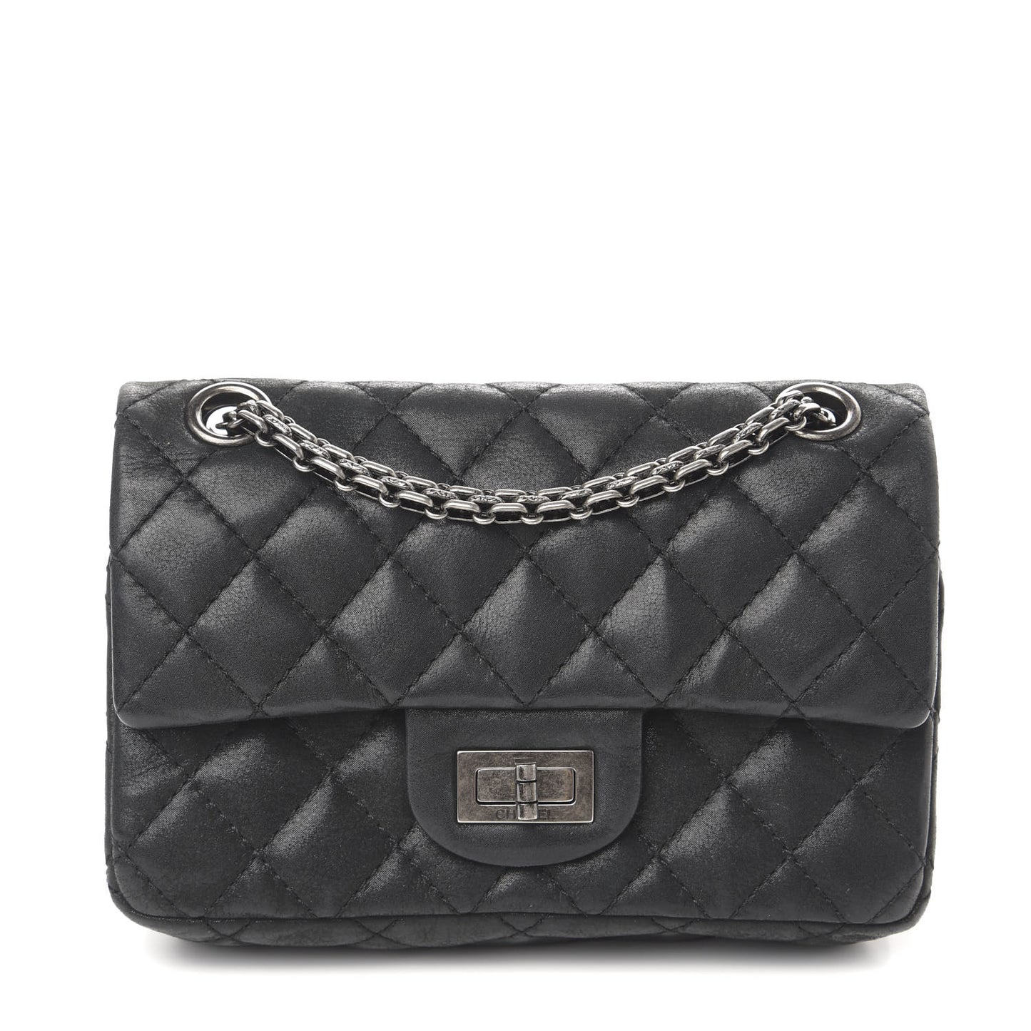 Iridescent Calfskin Quilted 2.55 Reissue 224 Flap Black