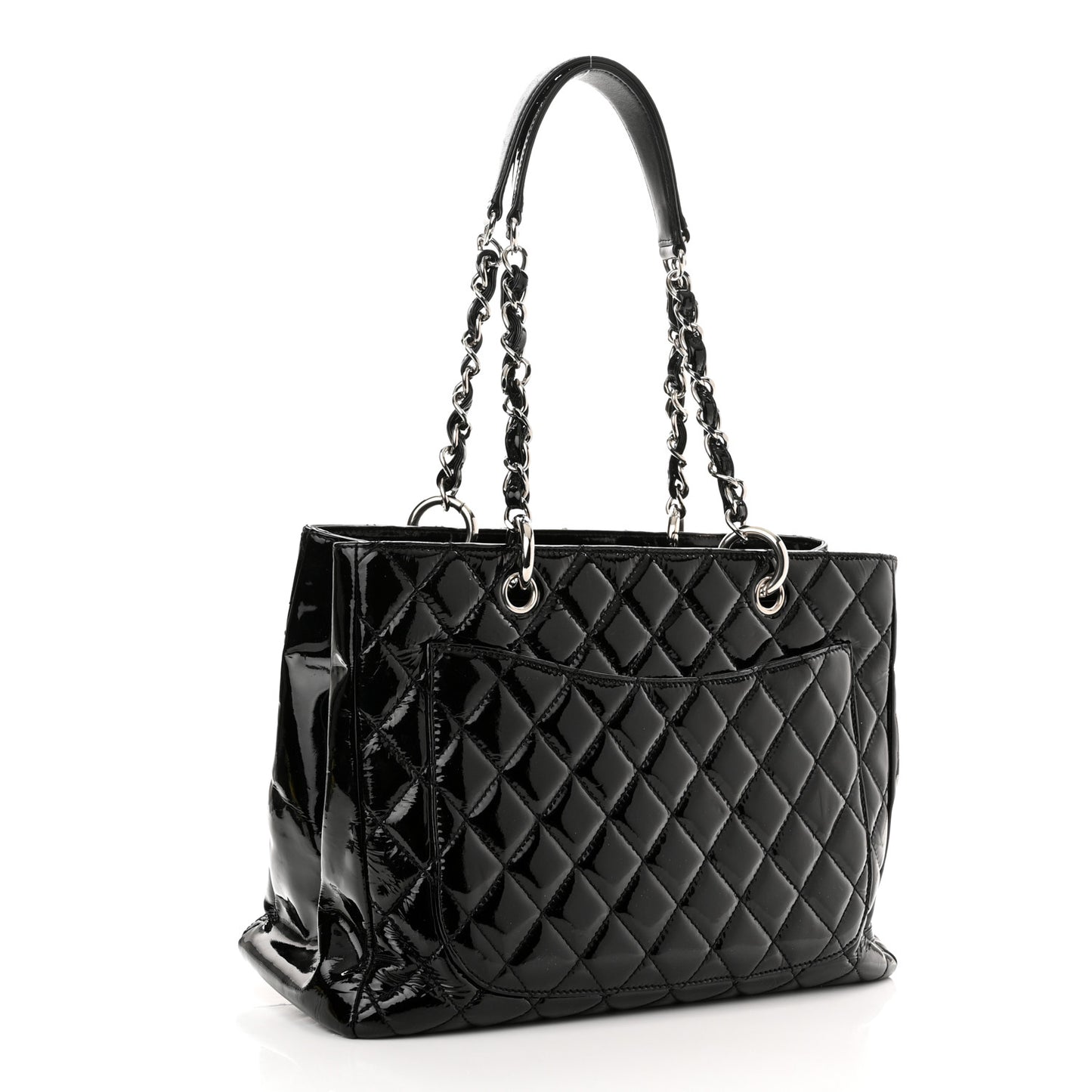 Patent Quilted Grand Shopping Tote GST Black