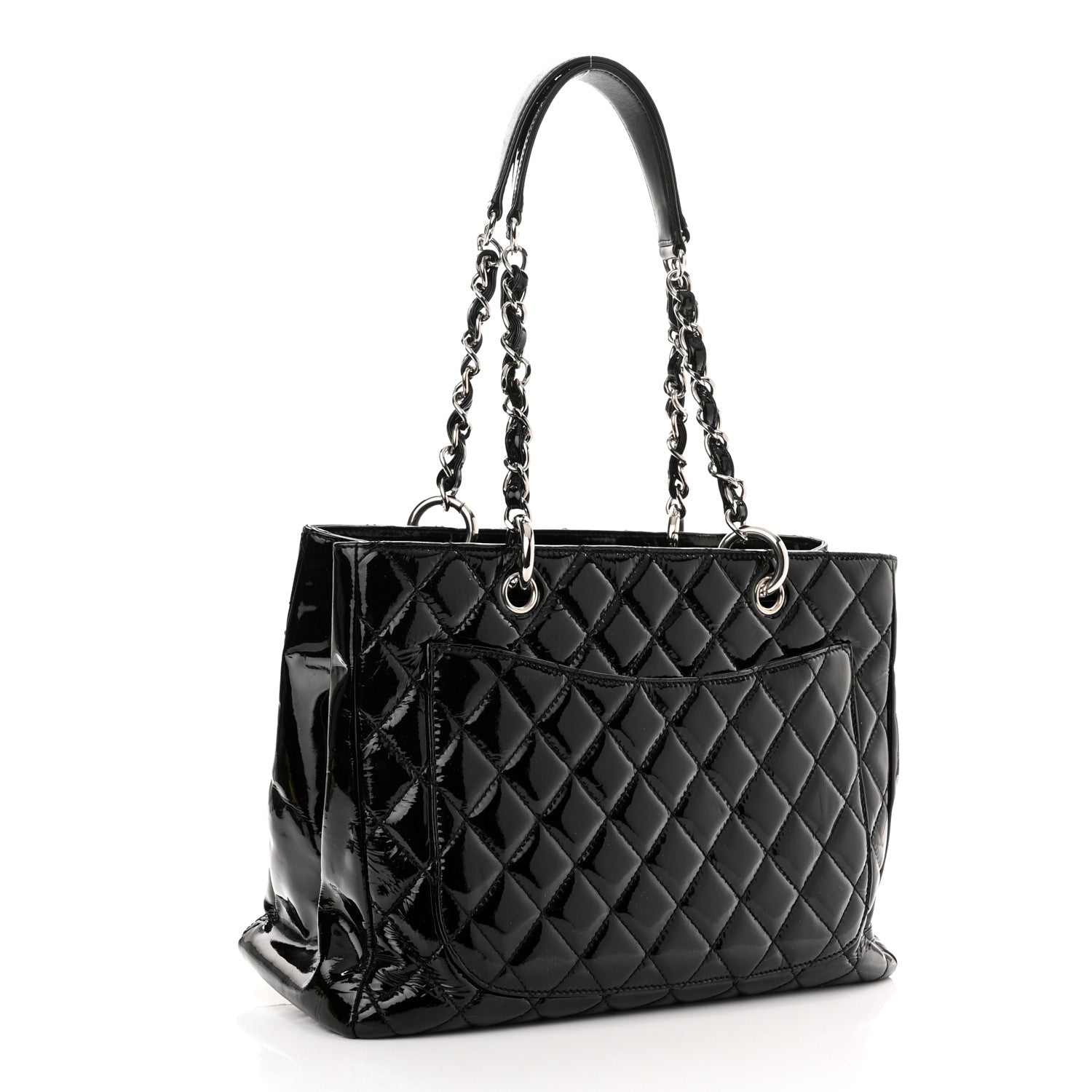 Chanel Patent Quilted Grand Shopping Tote GST Black 3 of 11