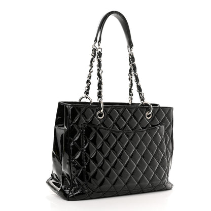 Chanel Patent Quilted Grand Shopping Tote GST Black 3 of 11