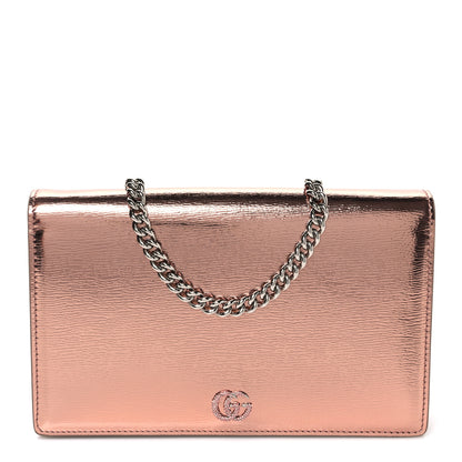 Gucci Textured Patent Bi-color GG Marmont Wallet on Chain  Pink 1 of 9