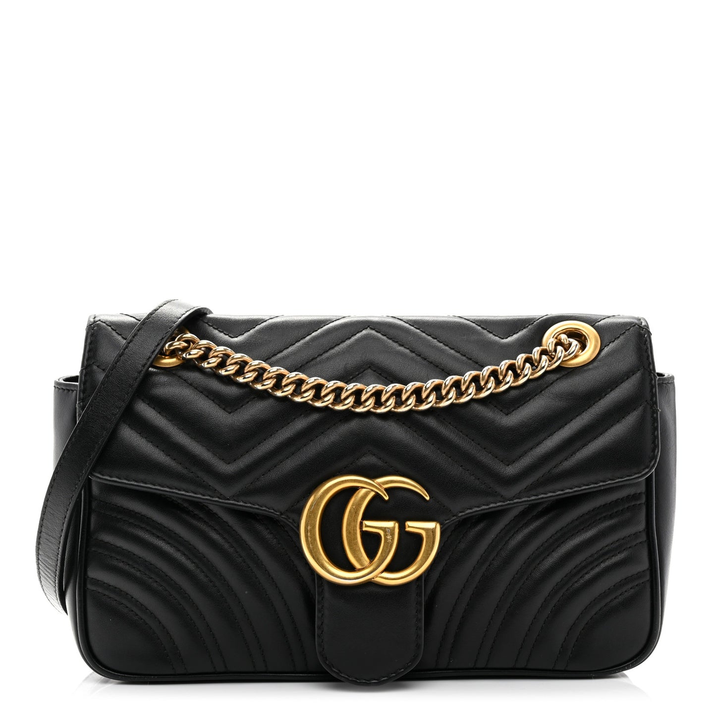 Calfskin Matelasse Small GG Marmont Shoulder Bag Black