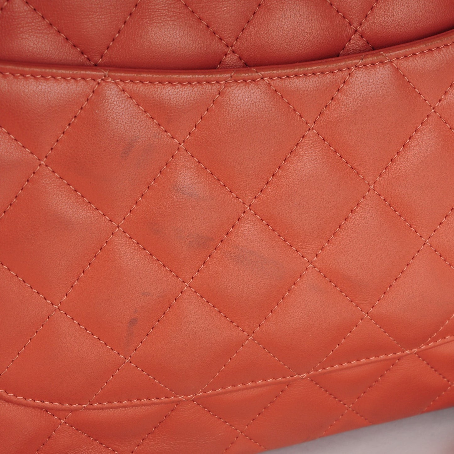 Lambskin Quilted Jumbo Double Flap Coral