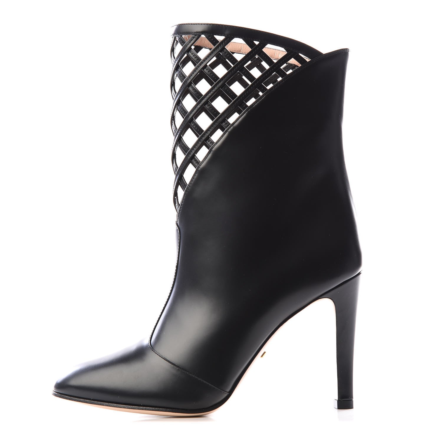 Gucci Plume Calfskin Damir Lattice Cutout Boots 37.5 Black 1 of 9