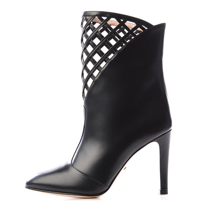 Gucci Plume Calfskin Damir Lattice Cutout Boots 37.5 Black 1 of 9