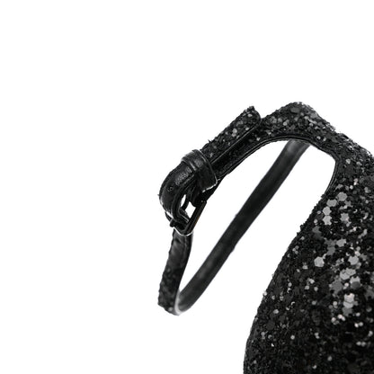 Saint Laurent Glitter Opyum Sandals 35.5 Black 10 of 11