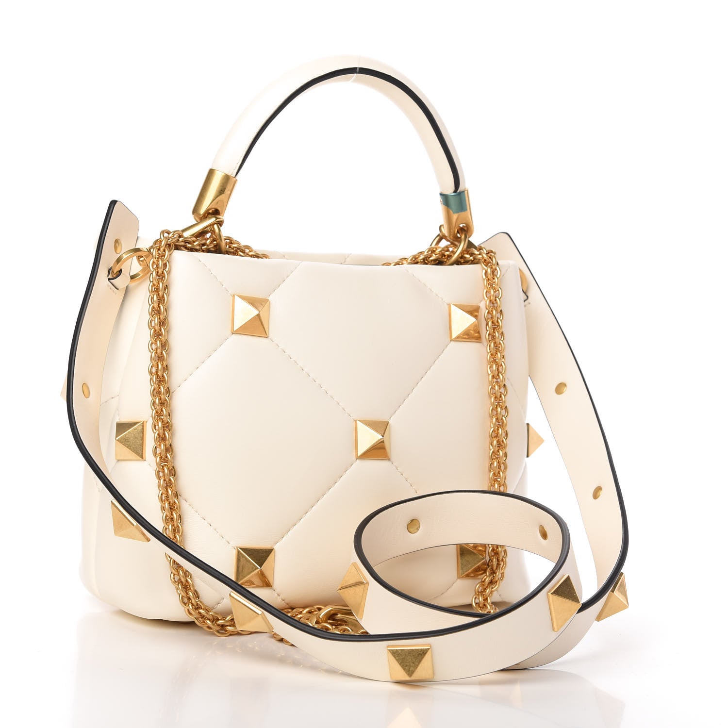 Valentino Garavani Nappa Small Roman Stud The Handle Bag Ivory 3 of 9