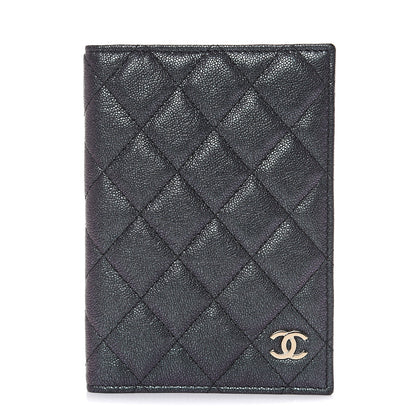 Chanel Iridescent Caviar Quilted Passport Holder Black 1 of 10