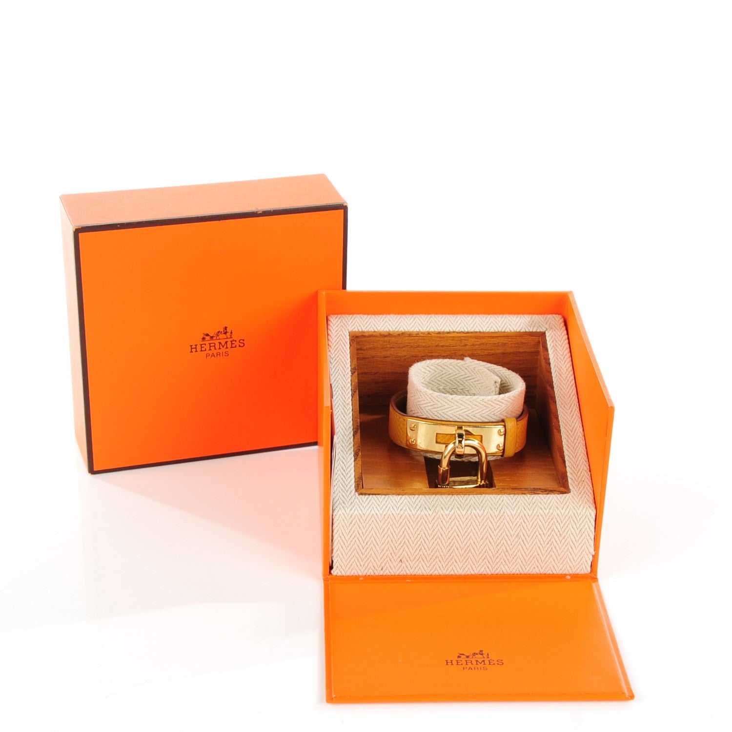 Hermes Stainless Steel Courchevel 20mm Kelly Cadena Quartz Watch Jaune 7 of 12