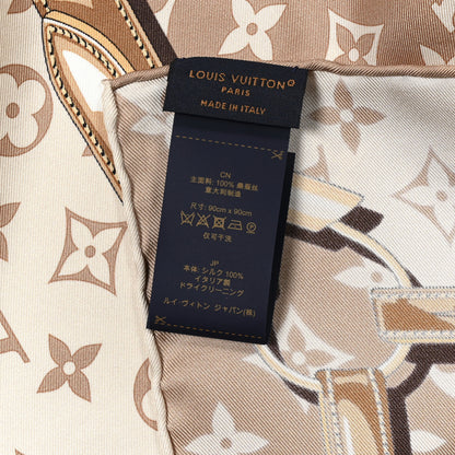 Louis Vuitton Silk Monogram Denimgram Confidential Square 90 Scarf Beige 2 of 3