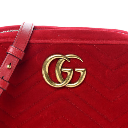 Gucci Velvet Matelasse Small GG Marmont Chain Shoulder Bag Hibiscus Red 10 of 10