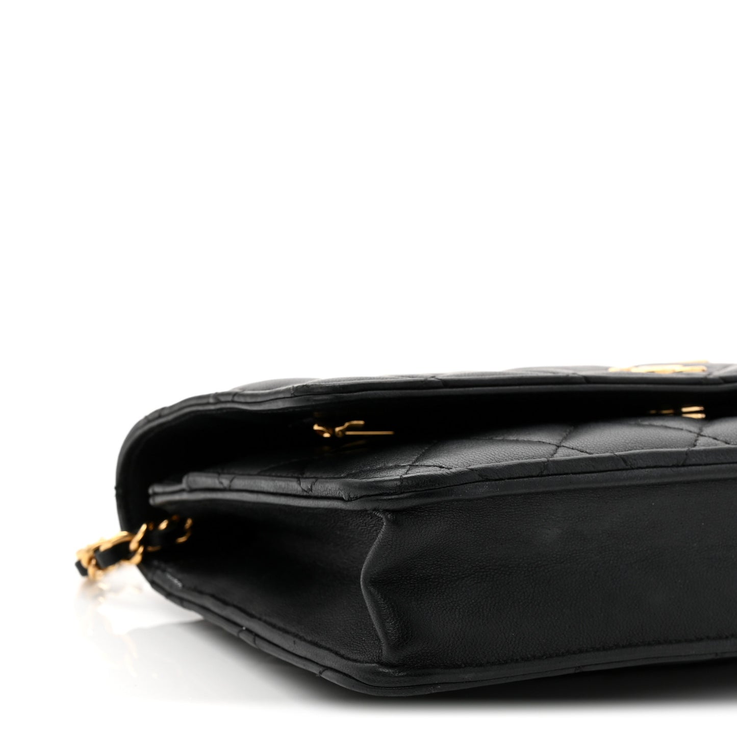 Lambskin Quilted Enamel Coco Casino Wallet On Chain WOC Black