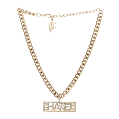Chanel x Pharrell Williams Crystal Logo Necklace Gold 3 of 6