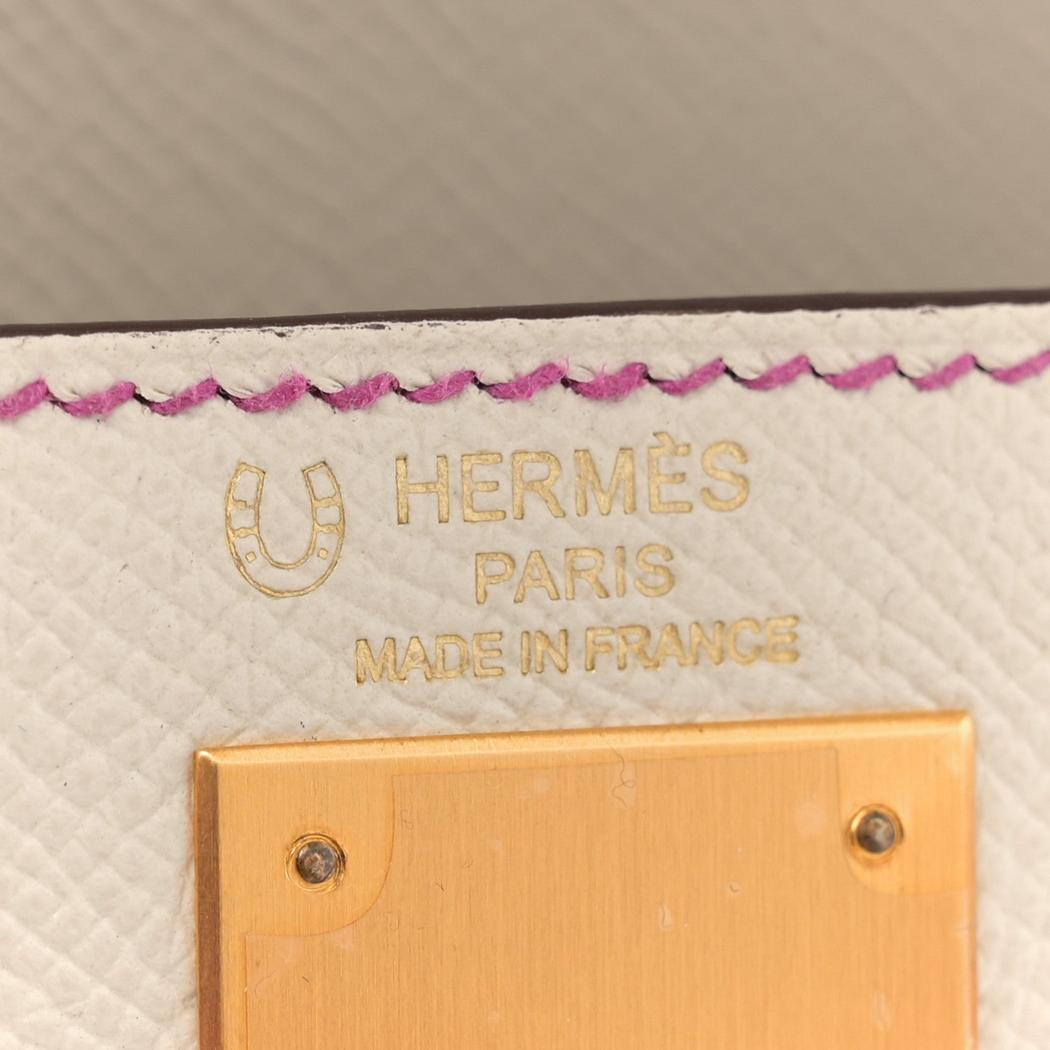 Hermes Epsom Bi-Color Horseshoe Kelly Sellier 28 Craie Rose Pourpre 6 of 11