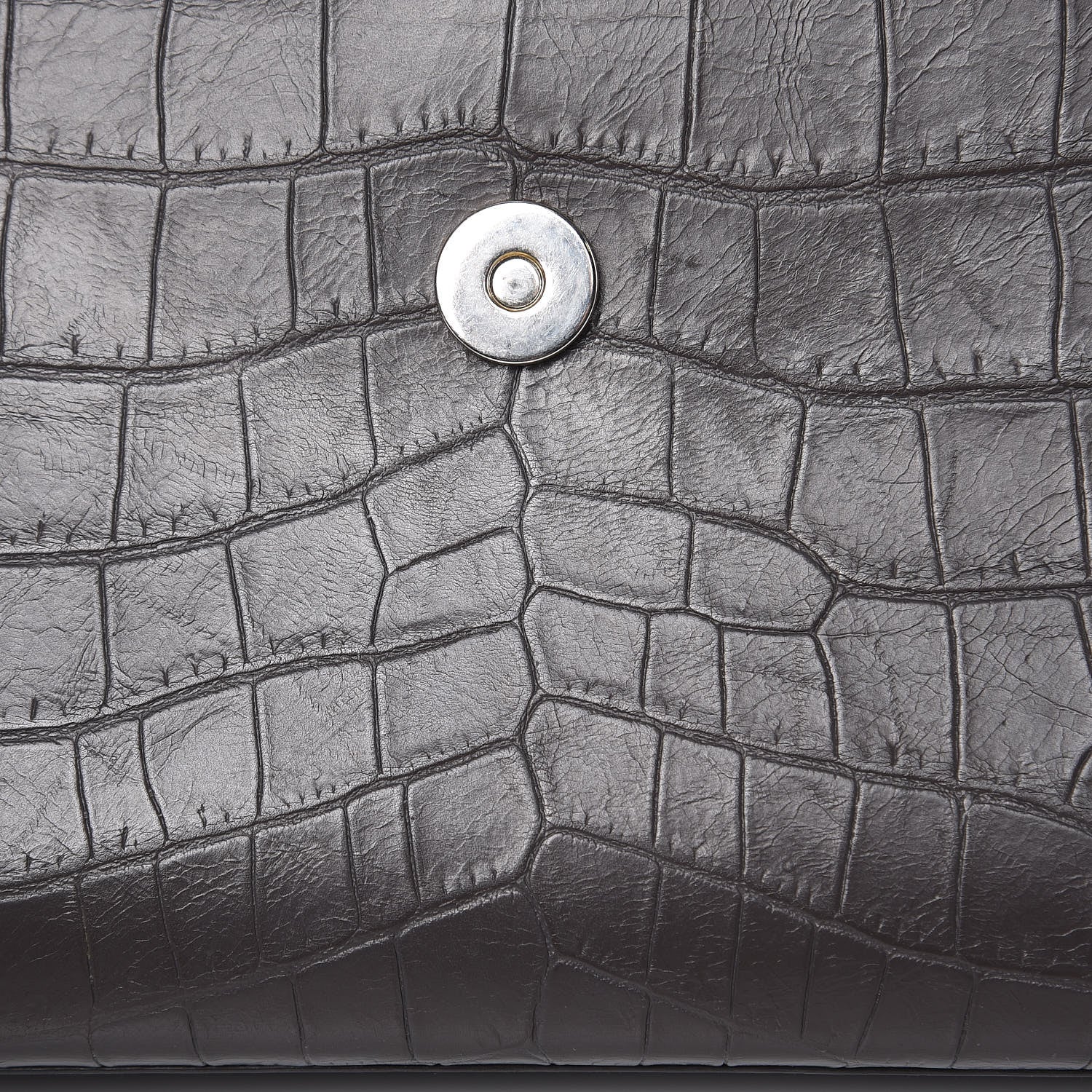Saint Laurent Calfskin Crocodile Embossed Large Monogram Satchel Fog 17 of 20