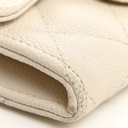 Chanel Caviar Quilted Flap Card Holder Wallet White 10 of 12