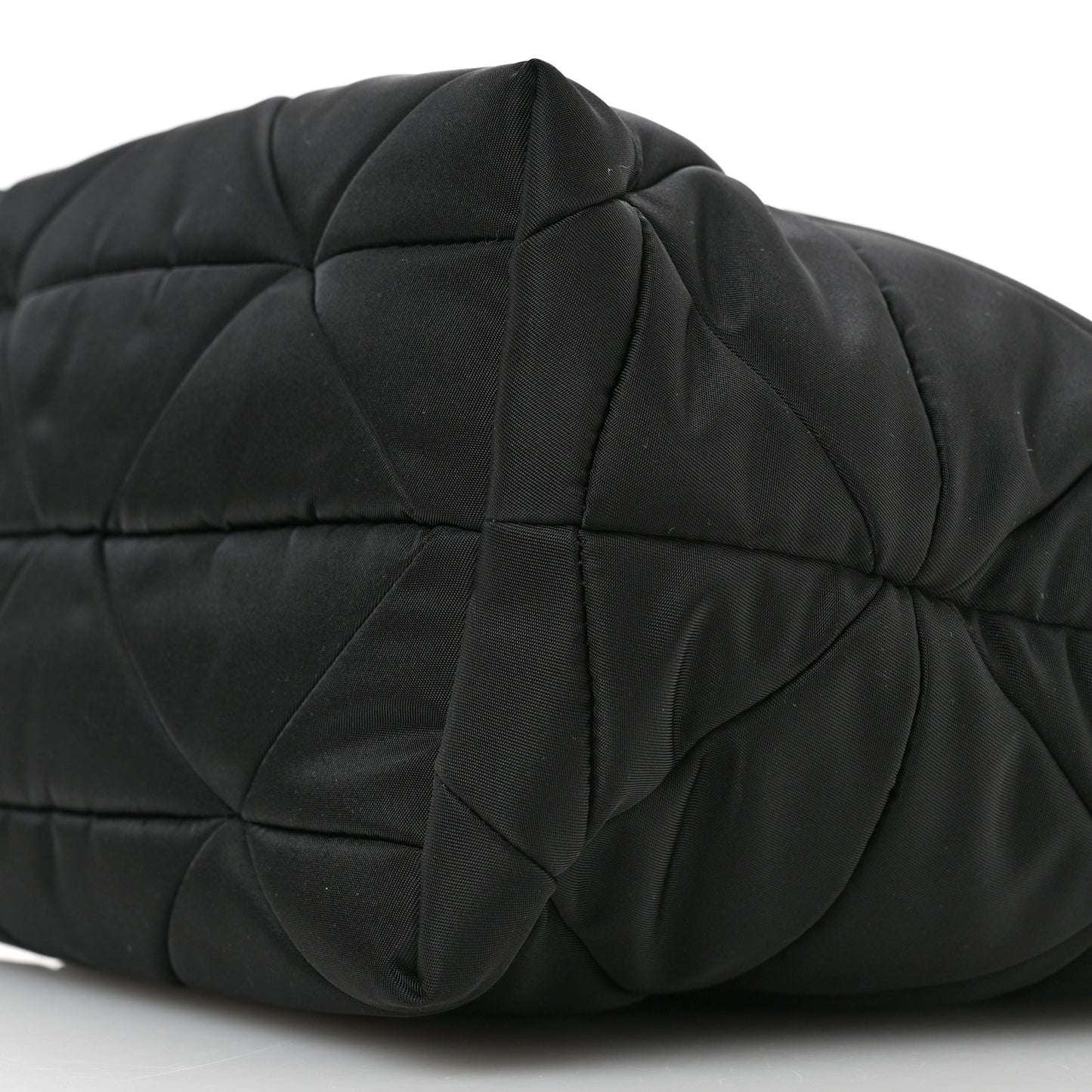 Re-Nylon Nappa Triangle Quilted Padded Double Handled Zip Pocket Tote Black