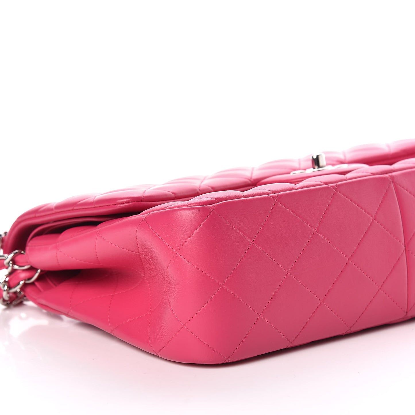 Lambskin Quilted Jumbo Double Flap Fuchsia
