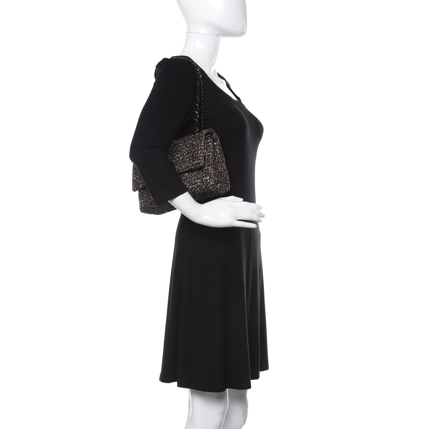 Chanel Tweed Quilted Medium Double Flap Brown 3 of 11