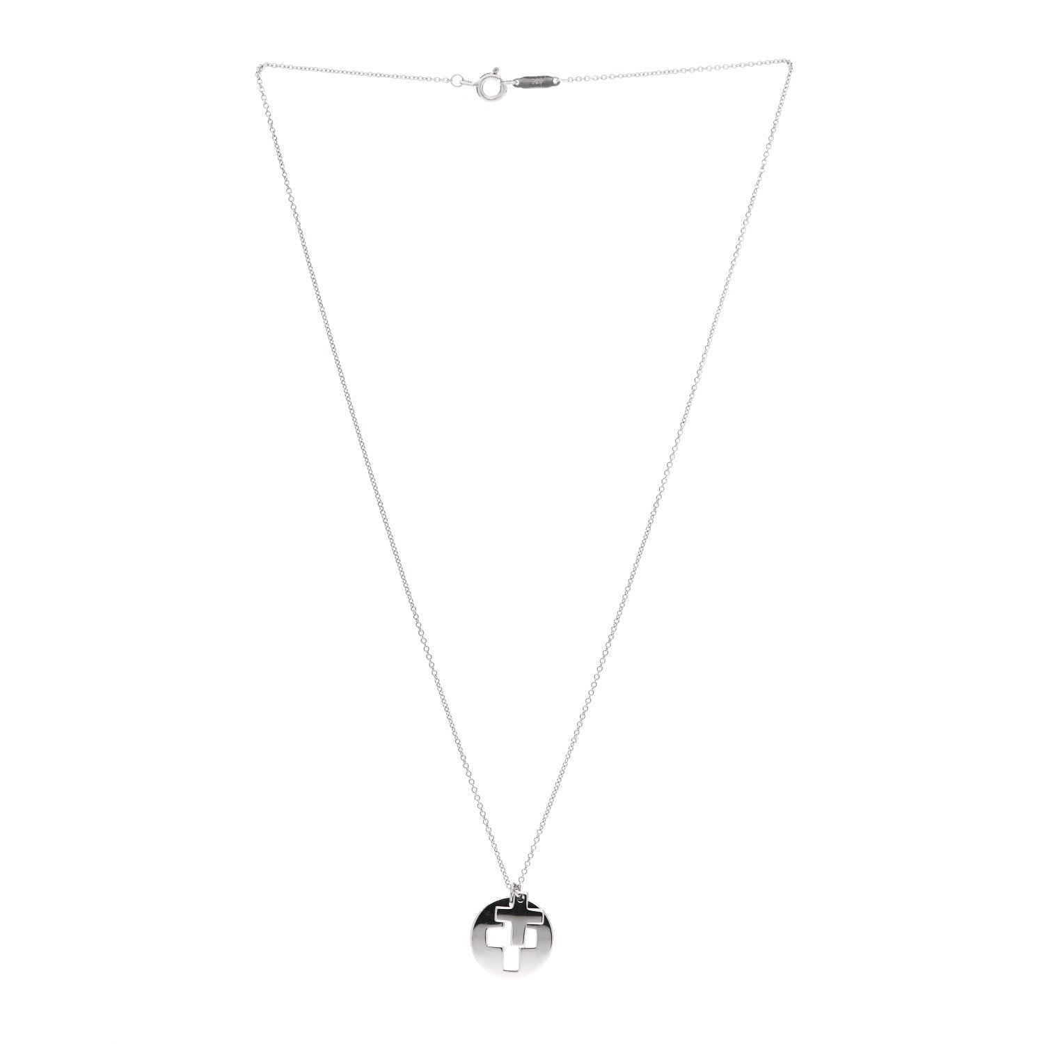 Tiffany Sterling Silver Cross Cutout Pendant Necklace 3 of 5