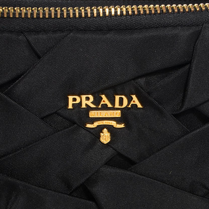 Prada Tessuto Nylon Origami Pleated Clutch Wristlet Nero Black 9 of 9