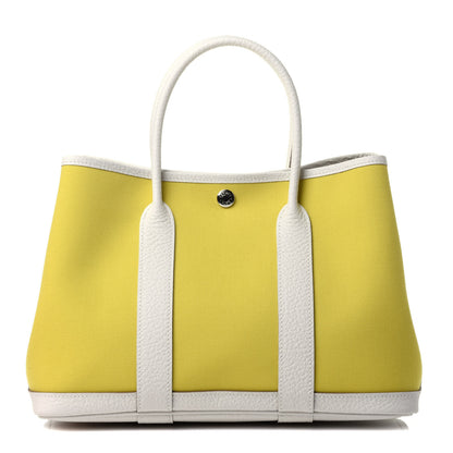Hermes Toile Officier Vache Country Garden Party 30 TPM Lime White 1 of 9