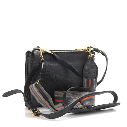 Prada Vitello Phenix Double Zip Crossbody Bag Black 3 of 11
